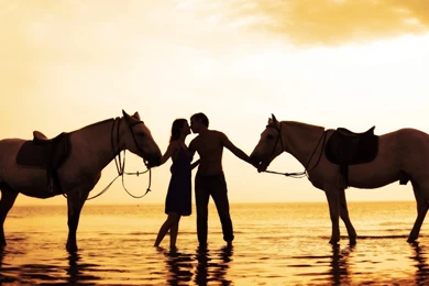 Download Wallpapers 1920x1080 Couple, Sunset, Sea, Tenderness ...