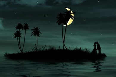 Download Wallpapers 1366x768 Couple, Love, Kiss, Island, Dark ...