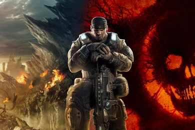Download Wallpapers 2048x2048 Gears Of War, Skull, Soldier, Sky ...
