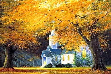 Church Park Autumn Colors Seasonal Fall Trees Leaves 7092 ...