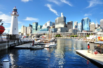 Modern: Darling Harbour Sydney Water Lighthouse Boat Buildings ...