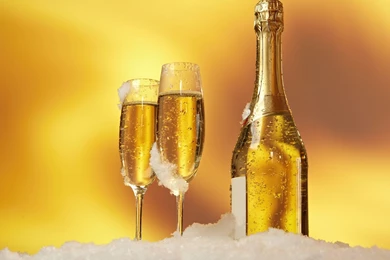 Champagne Wine Glasses Bottle Snow Wallpapers
