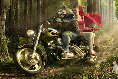 Wolf Biker And Little Red Riding Hood Uhd Wallpapers   Ultra High ...