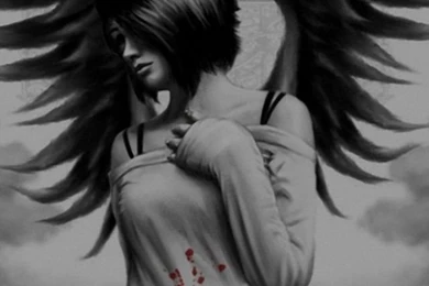 640x960 Anime Girl Dark Wings Iphone 4 Wallpapers