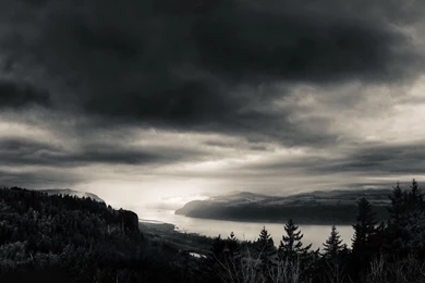 Dark Clouds Over The River Wallpapers   Free Wide HD Wallpapers