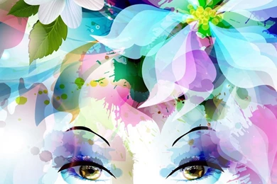 Art Girl Eyes Flowers Petals Butterfly Leaves Spray iPhone 6 ...