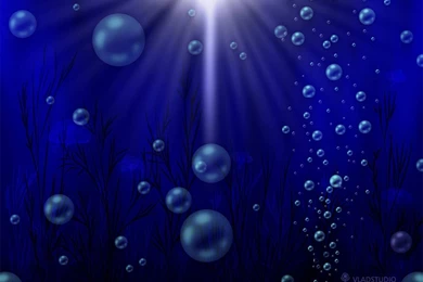 Wallpapers Blue, Water, Bubbles, Bubbles In Water.