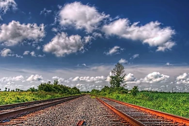 Other Rusty Rails Big Sky Hdr Clouds Pebbles Tracks ...