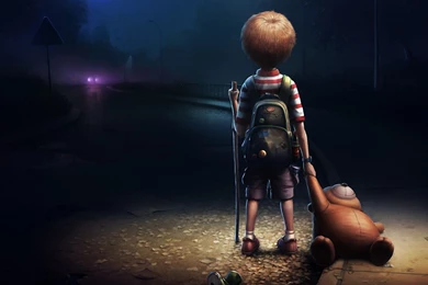 Cartoon Boy Alone In Dark Wallpapers HD 1080p For Desktop