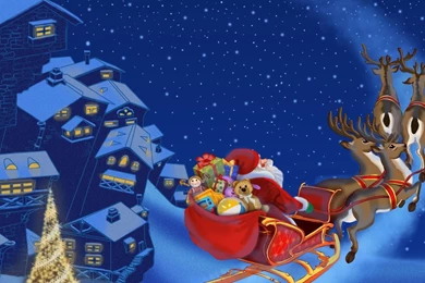 1920x1080 Town, New Year, Santa Claus Is Coming, Reindeer ...