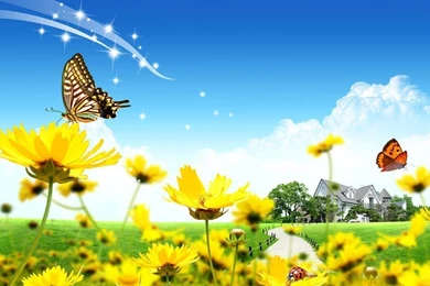 Fantasy Spring Flower Butterfly Wallpapers Tohdwallpapers Your Top ...