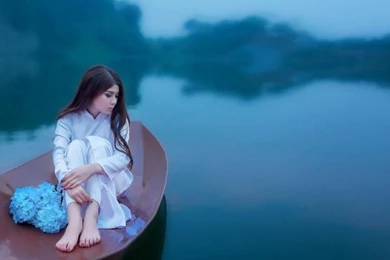 Girl In A Boat Looking At The Lake Wallpaper, 1920x1080 Wallpapers ...