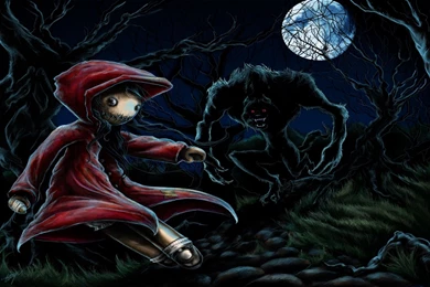 Dark Wolf Wolves Animals Trees Forest Red Riding Hood Monster ...