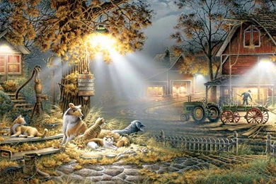 Houses Friends Barn Friend Animals Puzzle 516 Redlin4 Free Desktop ...