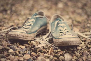 Download Wallpapers 1440x900 Sneakers, Rocks, Mud, Footwear, Old ...
