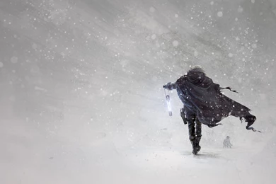 Download Wallpapers Art, Art, Snow, Blizzard, Winter, Flashlight ...
