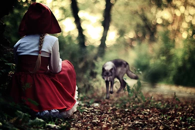 Red riding hood and the wolf 1920x1200 artistic desktop wallpaper 27680.jpg