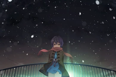 Download HD Yuki Nagato Anime Girl Character Snow Night Wallpapers ...