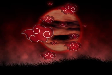 Naruto Akatsuki Strange Red Clouds Grass Bloody Moon HD Wallpapers ...