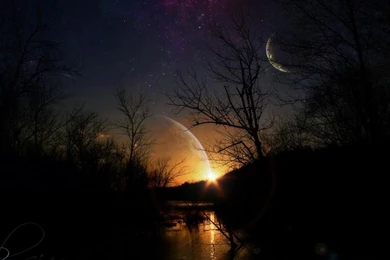 Space Trees Stars Planets Science Fiction HD Wallpapers Wallpapers ...