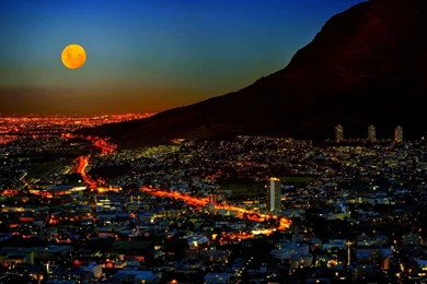 Skyscrapers: Moonlighted City Cape Town Lights South Africa Night ...