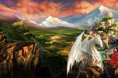 Download Wallpapers 2560x1440 Dragon, Girl, Elf, Friendship ...