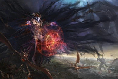 Download Wallpapers 3840x2400 Mage, Demon, Magic, Shield, Attack ...