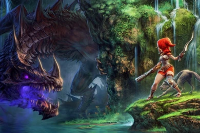 Download Wallpapers 1920x1080 Dragon Fin Soup, Dragon, Girl, Forest ...