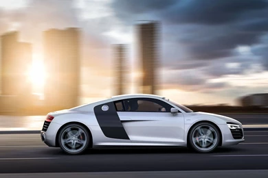 White Car Audi R8 Test Drive Wallpapers Full HD
