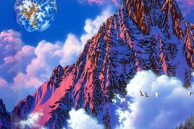 Fantasy Snow Mountain Art iPad Wallpapers Download