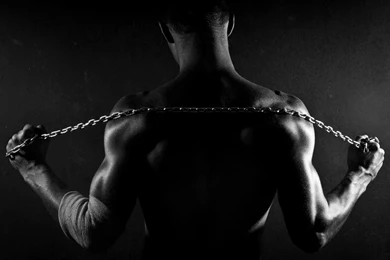 Man With The Boat And Floating Shapes Wallpapers 26715