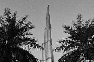 Burj Khalifa Black And White   Wallsfield.com