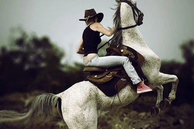 Cowboy Girl Riding Horse Into The Sunset   54ka [photo Blog]