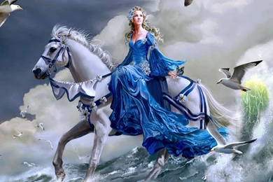 Girl Riding A Horse On Water 2560x1440 Fantasy Wallpapers 28685 ...