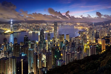Download Wallpapers 1920x1080 City, Hong Kong, Night, Clouds ...