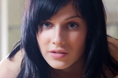 Brunettes Women Blue Eyes Faces Black Hair Wallpapers