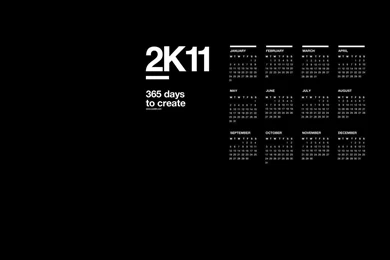 1366x768 2K11 Black Calendar Desktop PC And Mac Wallpapers