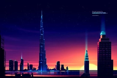 8 Of The World's Coolest Skyscrapers Rendered Like 1980s Futurist Art