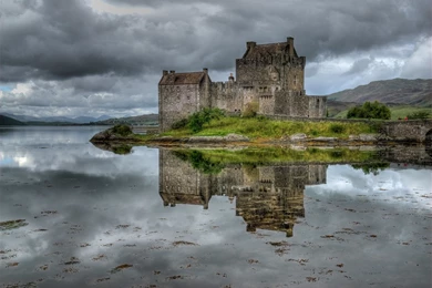 Wallpapers Clouds, Lake, Scotland, Reflection, Castle, Fortress ...