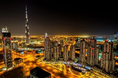 Dubai City Night Road Building Hd Wallpapers Wallpapers