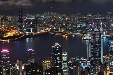 Download Wallpapers 1920x1080 Asia, Skyscrapers, River, Top View ...