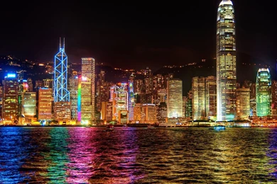 Hong Kong City Lights At Night Wallpapers