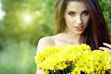 Download Beautiful Girl With Flowers – 1024×682 High Definition ...