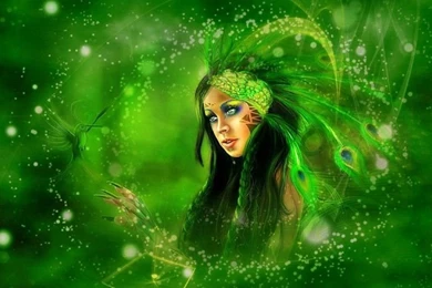 Peacock Fantasy Girl Desktop Backgrounds 515944 : Wallpapers13.com