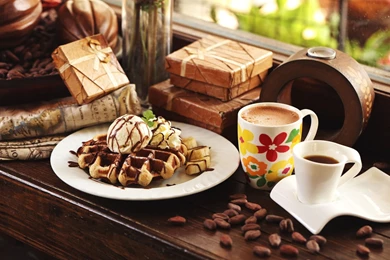 HD Backgrounds Waffles Ice Cream Coffee Cup Dessert Wallpapers ...