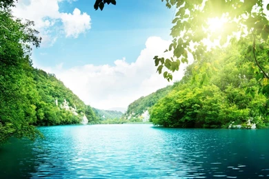 1366x768 Deep Forest, Beautiful Nature, Lake, Sky, Clouds ...