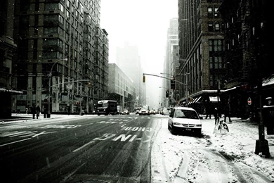 Wallpapers New York, Street, Usa, Winter, Car, Snow Desktop ...