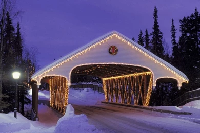 Christmas Covered Bridge Wallpapers   3205