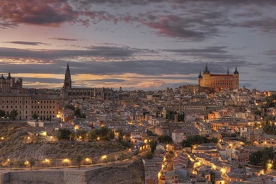 Download Wallpapers 1920x1080 Spain, Toledo, Lights, Dusk, Hdr Full ...