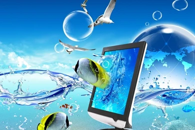 1366x768 3D WAVES Desktop PC And Mac Wallpapers